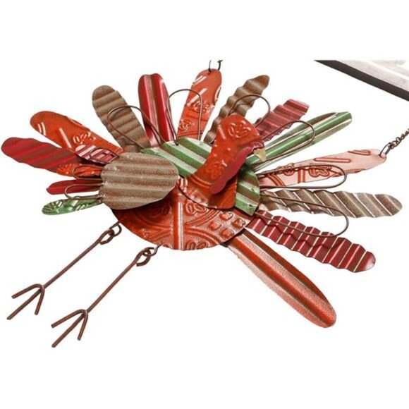 Vintage Metal Thanksgiving Turkey Wall Hanging Decoration Welcome Sign - Picture 3 of 7